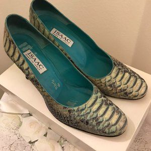 Isaac Mizrahi Snakeskin Blue Heels